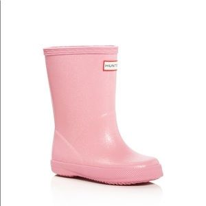 Hunter Rainboots Pink w Silver Glitter US6